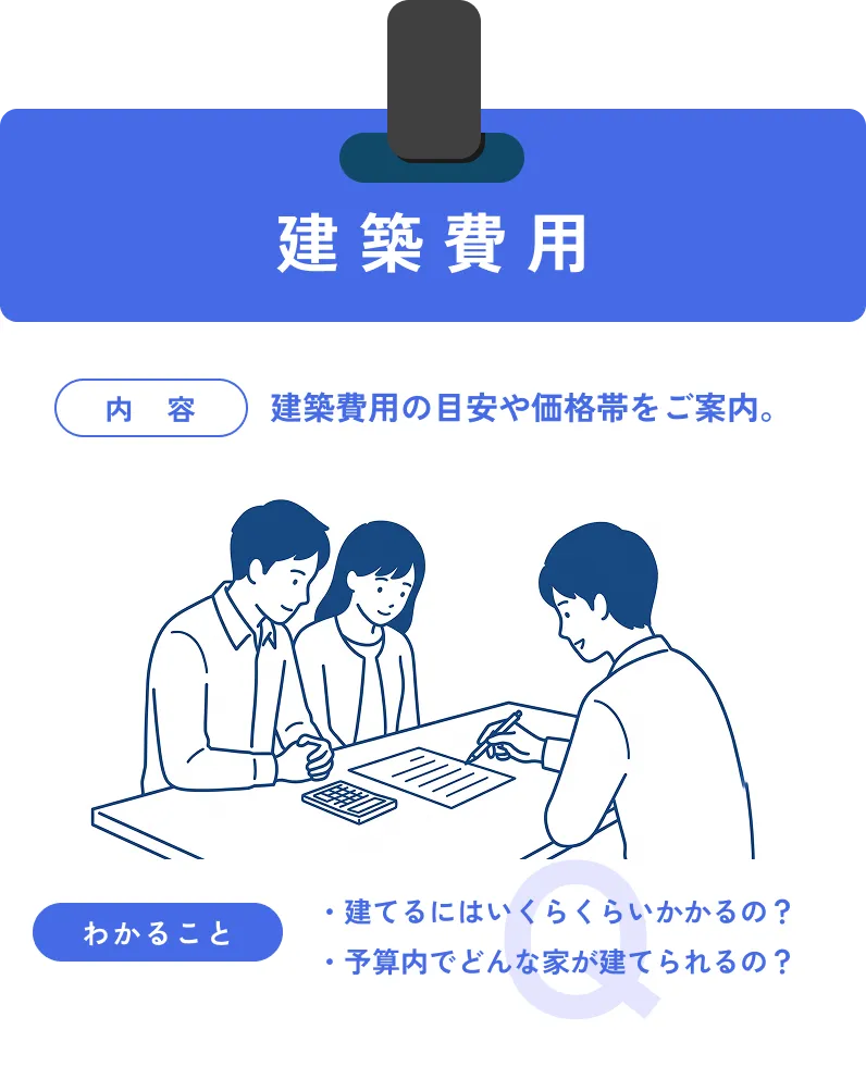 建築費用：建築費用の目安や価格帯をご案内。建てるにはいくらくらいかかるの？予算内でどんな家が建てられるの？